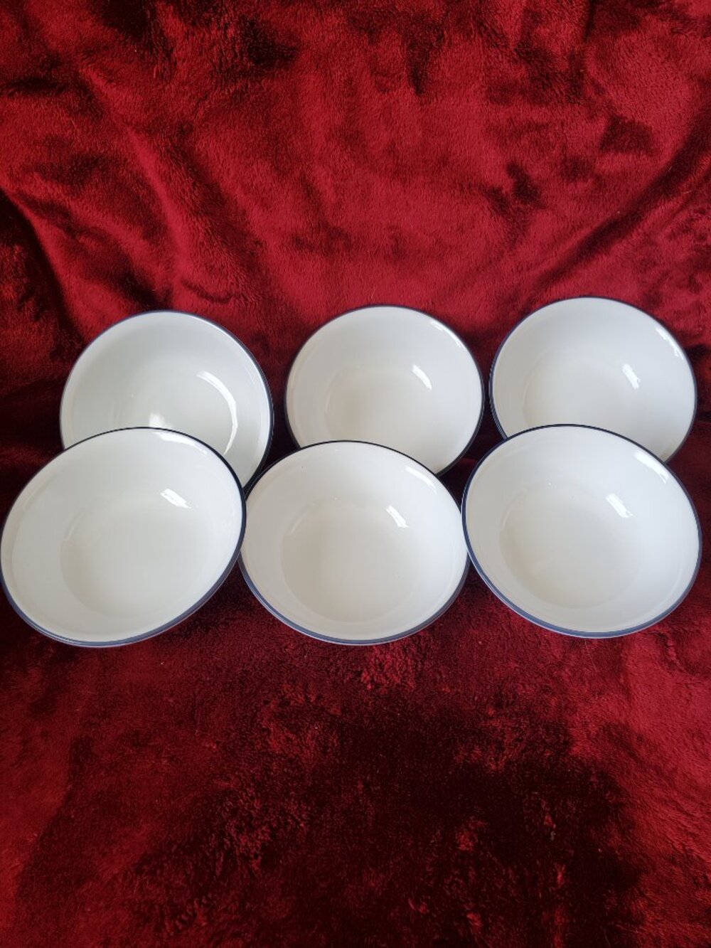 Corelle Vitrelle 6 pc Cereal Bowl with Navy Blue Rim Bundle - Picture 2 of 2
